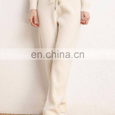 Women Casual Plain Knit Cashmere Jogger Pants With Drawstring photo-5