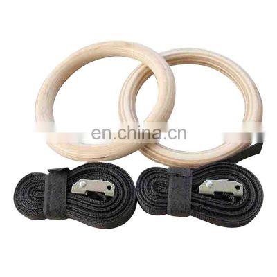 Hot Selling  Wooden Gymnastics Ring For Adjustment Of Shoulder Strap Strength Fitness Training Gymnastics Dip Ring