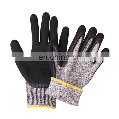 13Gauge Black Sandy Nitrile Coated Working Safety Gloves