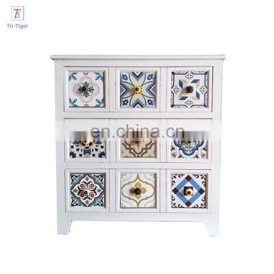 White Solid Wood Storage Cabinet Drawers Storage Wooden Cabinet photo-2