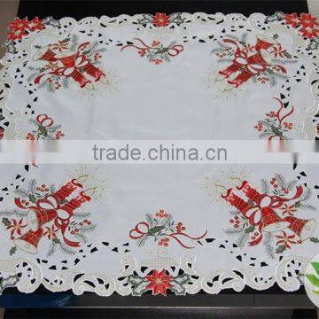 Wholesale Christmas Red Flower Candle Bell Hand Embroidery Designs Tablecloth Lmzc1001(1) photo-4