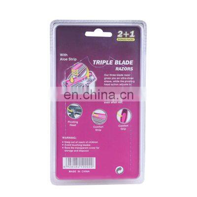 3PCS/Pack Disposable Women Razor Stainless Steel Triple Blade Female Hair Remove Safety Razor Customize Logo Bikini Razor KL3-06 photo-5