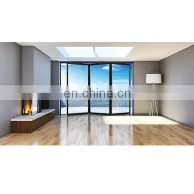 customized waterproof exterior aluminum glass  bi folding door  frameless  interior noiseless folding door