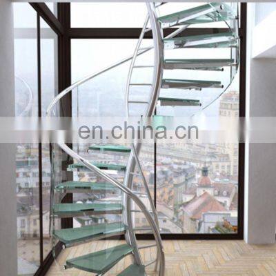 Hot Selling Good Quality Custom Arc Stair Curved Stainless Steel Spiral Staircase With Iron Railing Designs photo-3