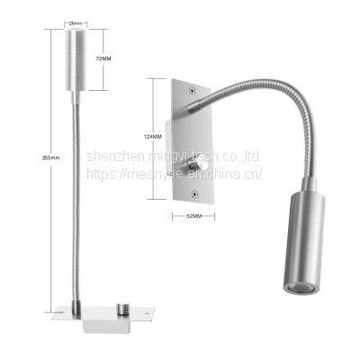 Meanyee Wall Reading Lamp Headboard Bedside Light With Twist Switch/Dimmable/Adjustable Arm/Embedded/Brushed Nickel/3000K LED/MY-WN065 photo-4