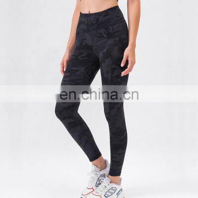 New Women High Waist Fitness Wear Yoga Leggings With Side Pockets Custom Running Tight Gym Wear Pants