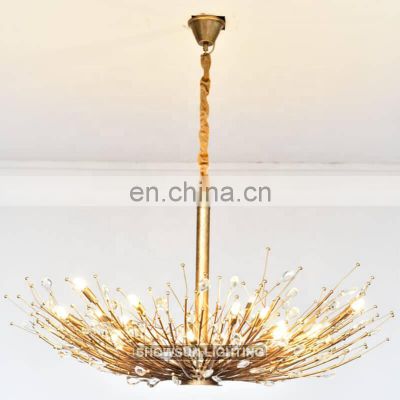 Customized Hotel Lobby Modern Creative Brass Luxury Hanging Led Chandelier Pendant Light