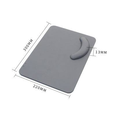 Wireless Charging Mouse Pad & Wrist Strap 5W Fast Charging Desk Mat with PU Leather Compatible with 10W & 15W Output Power Phone