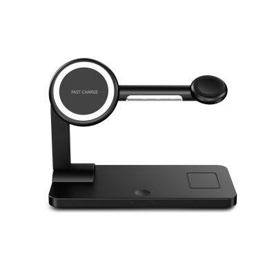 Portable 15W Foldable Wireless Charger Stand 4-in-1 Touch Mobile Phone Dock Multifunction Desktop and Mobile Charging Station
