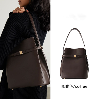 Light Luxury Fashion High-quality Top Layer Cowhide Bucket Shaped Shoulder Bag Personalized High-end Feeling, Diagonal Cross Bag