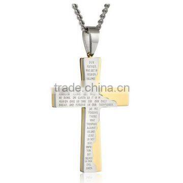 Men's Stainless Steel IP Tablet Prayer Cross Pendant Necklace for Christmas Day