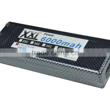 XXL Hard Case High Rate Lipo Battery 6000mah 7.4V With Banana Plug photo-2