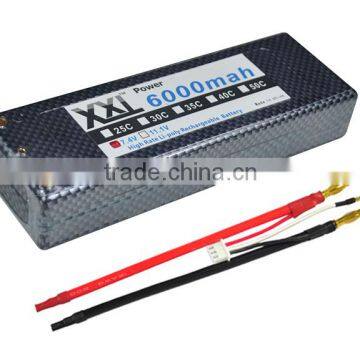 XXL Hard Case High Rate Lipo Battery 6000mah 7.4V With Banana Plug photo-6