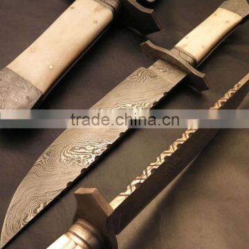 udk h26" custom handmade Damascus bowie knife/ hunting knife with Camel bone handle