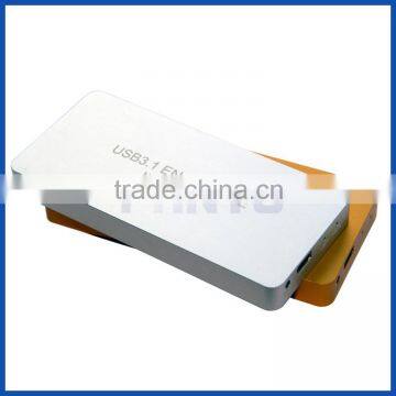 Aluminium M.2 SSD box USB3.1 Gen 2 10 Gbps type C to daul NGFF M.2 2280 mm Key B SATA based SSD Raid 0 Raid 1 enclosure