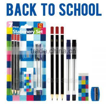 School stationery set pencil pen eraser sharpener