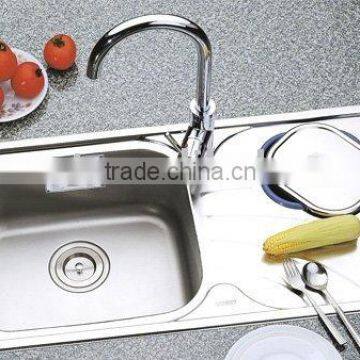 Stainless Steel single kitchen sink with drain board industrial basin topmount sink