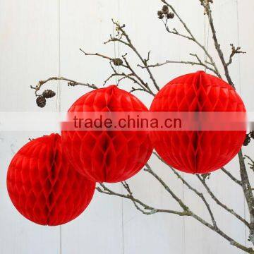 Special Red tissue paper honeycomb ball for Wedding Decoration