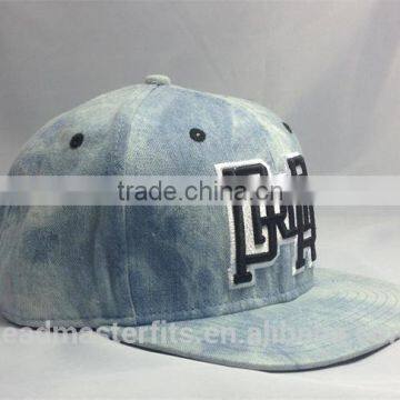 Wholesale 6 Panel Embroidery Caps Plain Snapback Hats Wash Denim Snapback Caps photo-3
