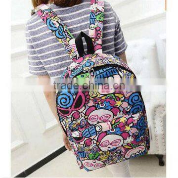 Hippie Facebook Canvas Backpacks Student School Bag Cartoon mc Print Rucksack Outdoor Travel Pack Graffit photo-2