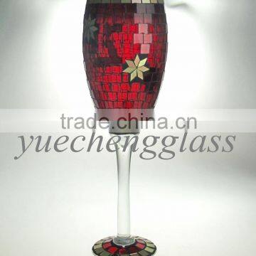 Red mosaic glass candle holders wholesale