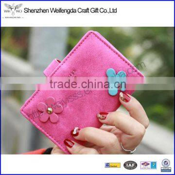 Student flower cute cheap PU leather bank card holder