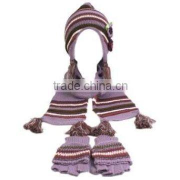 cute winter glove fashion girls winter hat scarf glove set