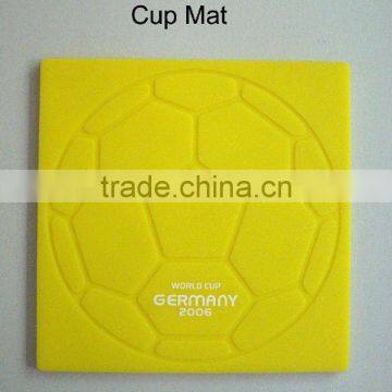 custom rubber small yellow coasters with football shape