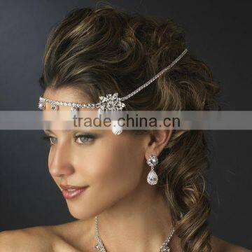 Silver Clear Round Rhinestone Kim Kardashian Inspired Floral Bridal Headband Headpiece                        
                                                Quality Choice