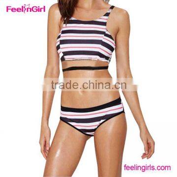 Hot-sale Pink Dot Pattern High Waist Halter Push-up Bikini