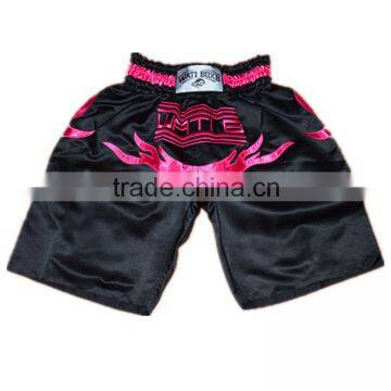 black pink whole muay thai boxing shorts,mma shorts with embroidery