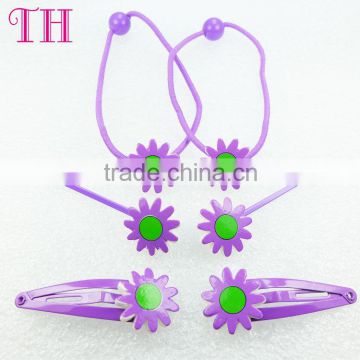 hair accessories set manufacturer china resin nylon hair band violet flower hairclip girls hair bands for kids