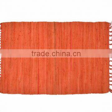 Natural Fibres Orange Cotton Woven Chindi Rug