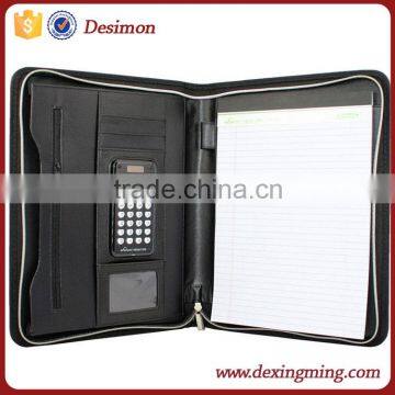 2015 high quality zipper leather portfolio for man