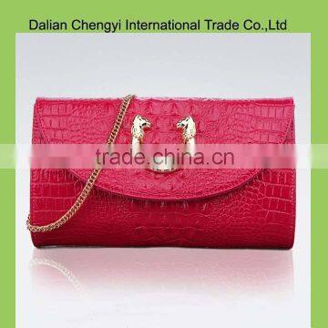 Newest fashion pu leather Luxury women bag with metal chain