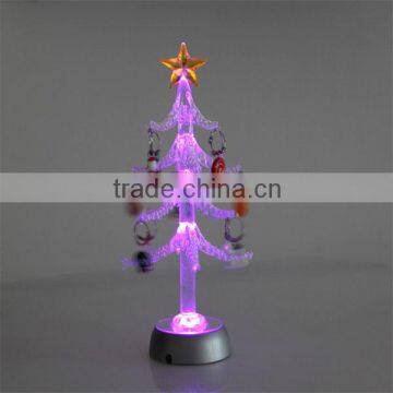 color changing LED glass christmas tree with mirror base