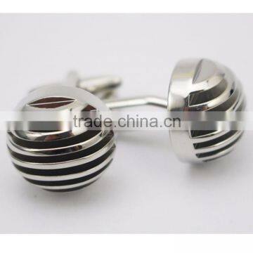 Unisex Hollow Striped Round Brass Shirt Cufflinks