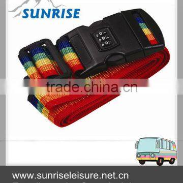 rainbow color travel luggage suitcase security strap with coded lock