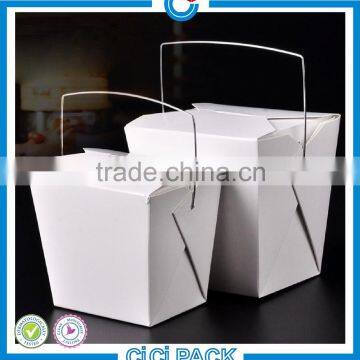 Custom cheap Design Food Grade Decorative brown Take Away Paper hot food Box with Handle