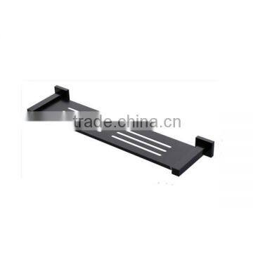 All black wall mounted hollow out bathroom towel shelf