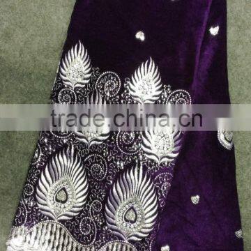 High Quality African Velvet Lace Fabric for Party Dresses photo-3