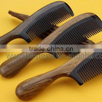 Natural Ox Horn Green Sandalwood Wood Comb photo-3