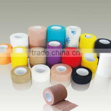 Colored self- adhesive cotton and non-woven elastic bandage