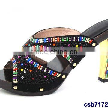 CSB7172 new fashion italian design high quality hot selling lady sandals with multi color stone for women