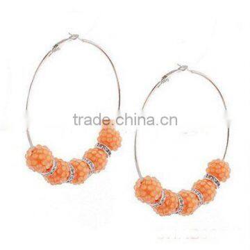 Hot design basketball wives hoop earring/pave crystal ball earring/hoop earring