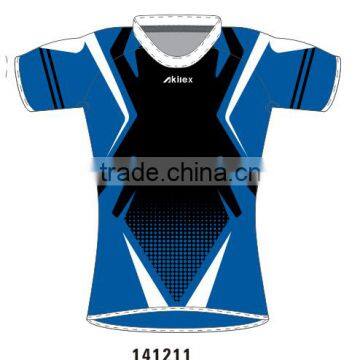 sublimated white blue striped rugby jersey rugby shirt