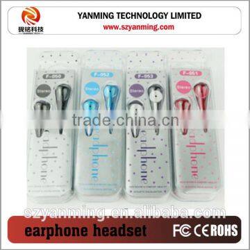 OEM color stereo metal earphone for mobile phone,ps4 MP3