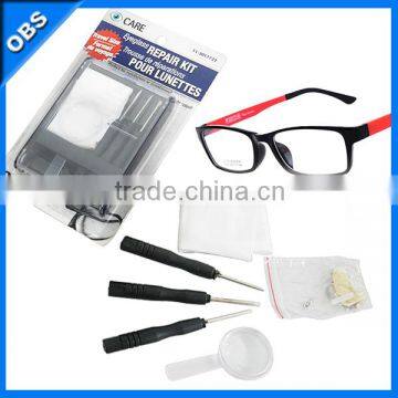 glasses clean kit eyeglasses repair care kit with Cloth Screwdriver mini magnifying glass.