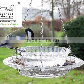 hobnail glass bird feeding bowl