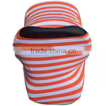 2016 Retail Top Quality Stretchy Portable Super Soft Orange Cotton Chevron Infant Car Seat Canopy